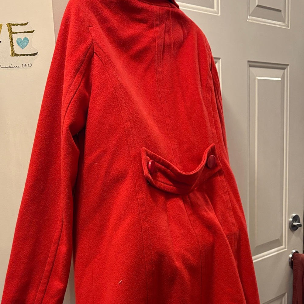 Mexx Women's Red Double-Breasted Pea Coat some marks by label see last pic - Picture 2 of 3